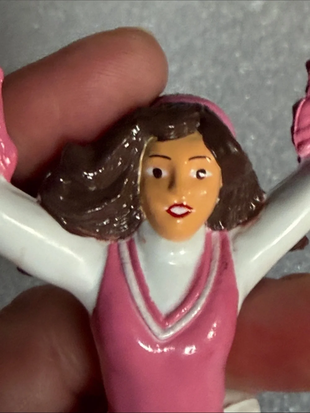 Bakery crafts 1998 Pink Cheerleader Figurine Pom Poms Cake Topper or Display PVC
